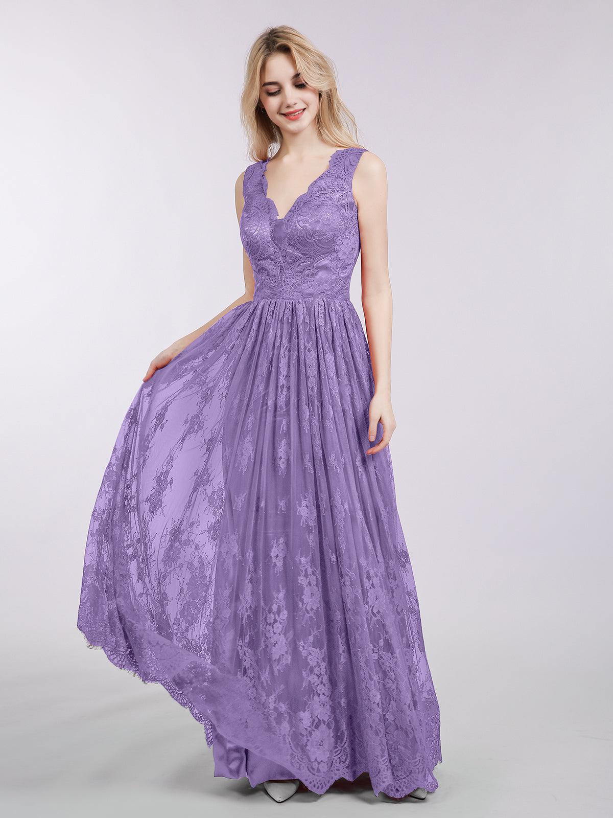 Long Dress with Lace Bodice and Straps Tahiti Plus Size