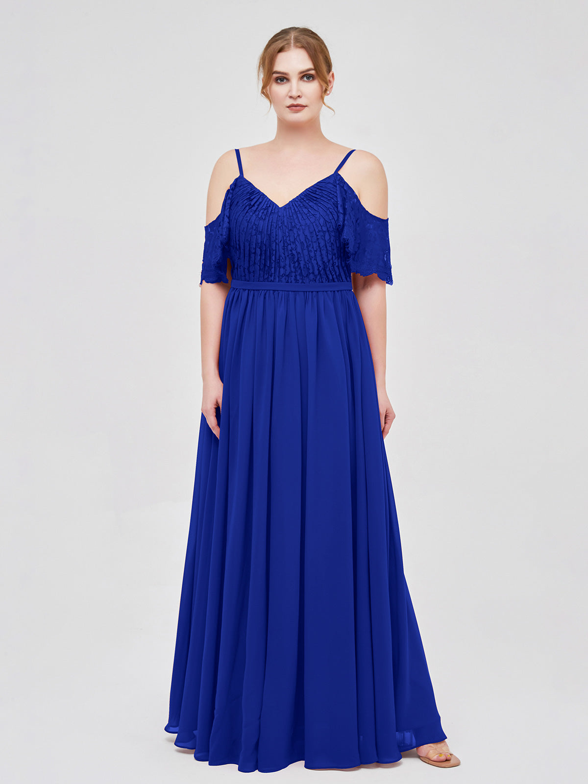 Lace And Chiffon Long Formal Dresses Blue Plus Size