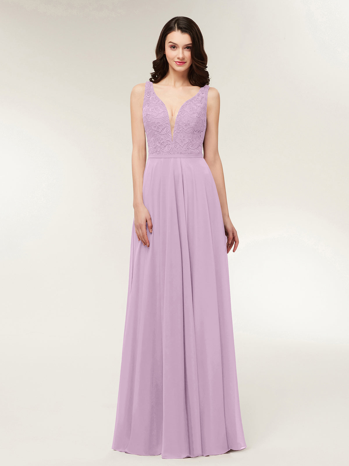 Halter V-neck Chiffon Dress with Open Back Wisteria