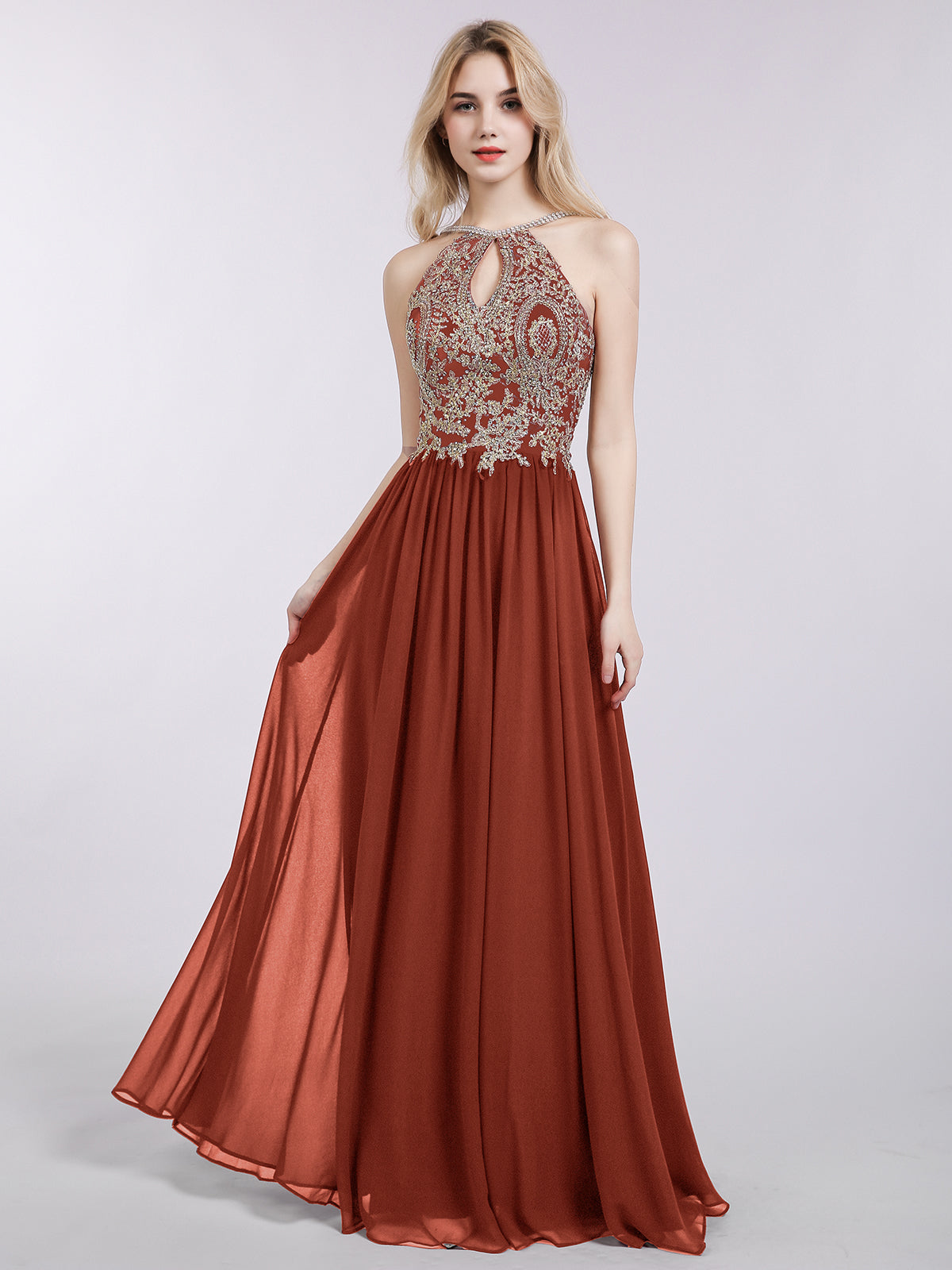 sachin and babi light blue dress Lace & Beads chiffon balloon sleeve maxi dress in cobalt main image 1
