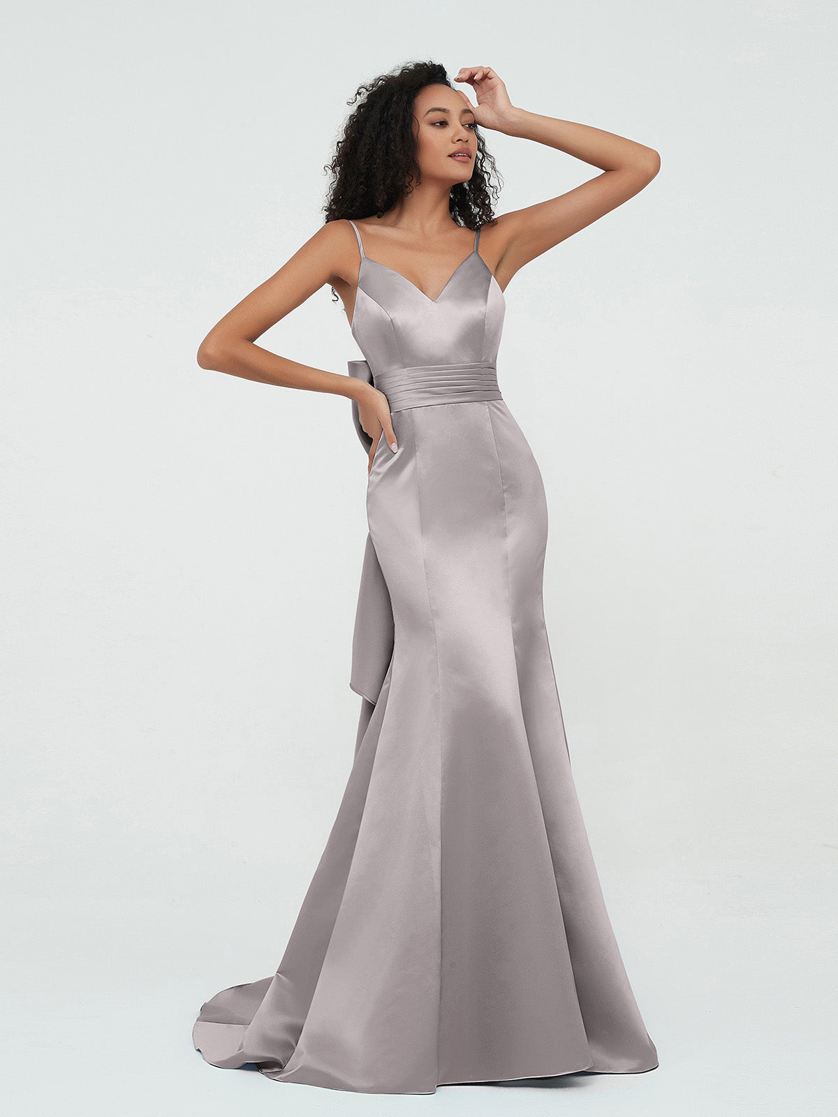 Silver satin ball on sale gown