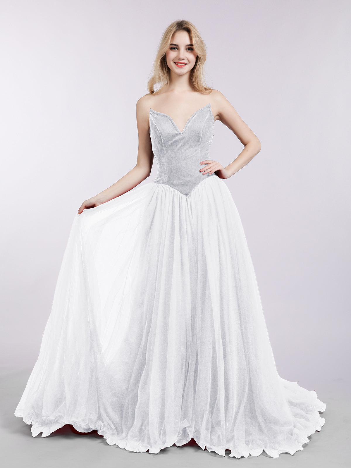 A-line Sweethart Neck Dress with Train Grape