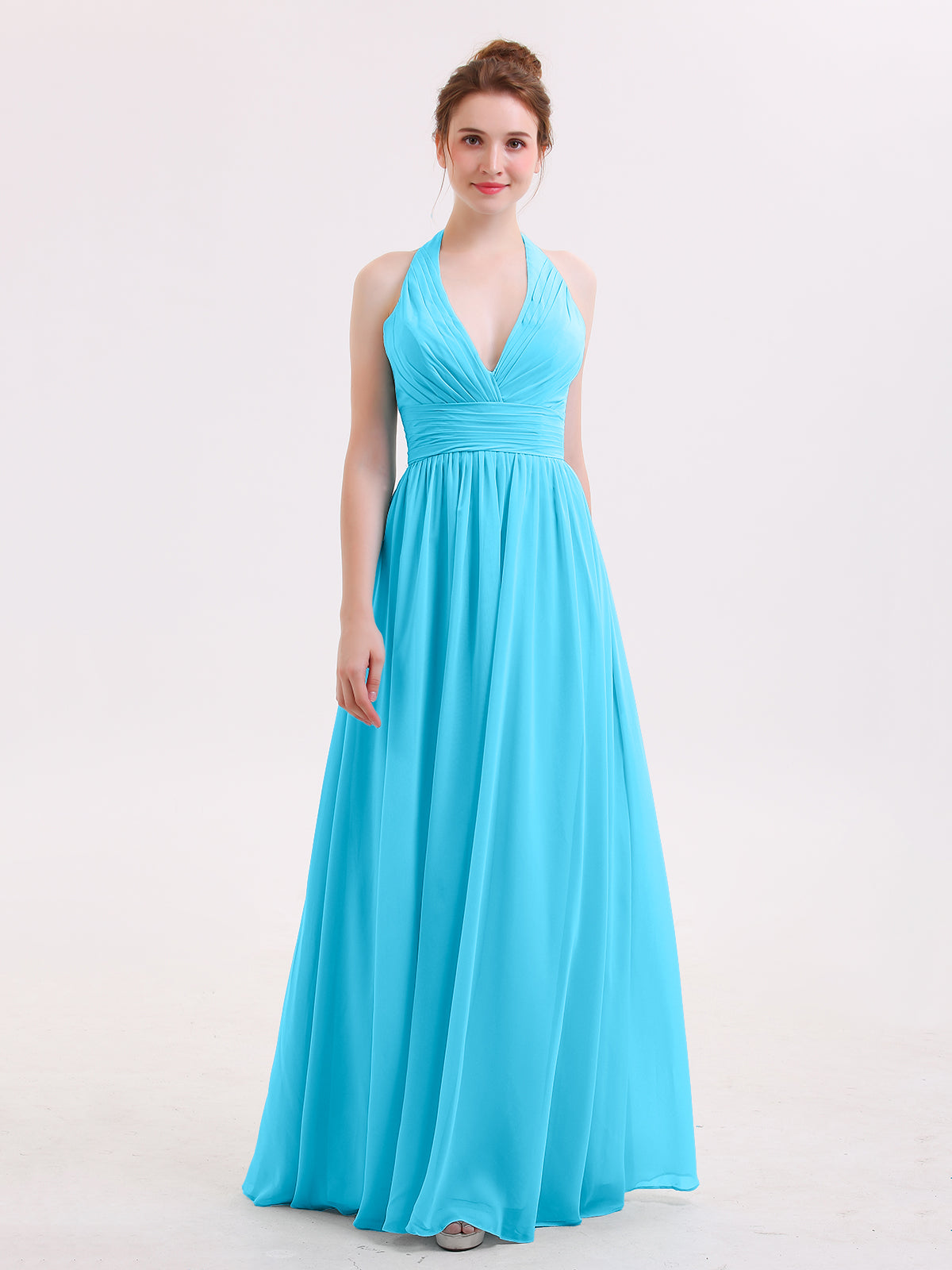 Long Chiffon Dresses with V Neckline Pool Pool UK4