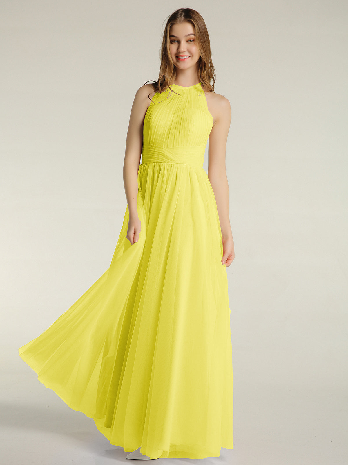 Lemon halter neck outlet dress