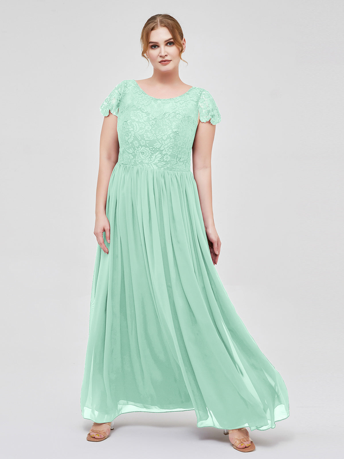 plus size seafoam green dress ASOS DESIGN Curve Exclusive plunge pleated midi dress with lace insert hem in seafoam green