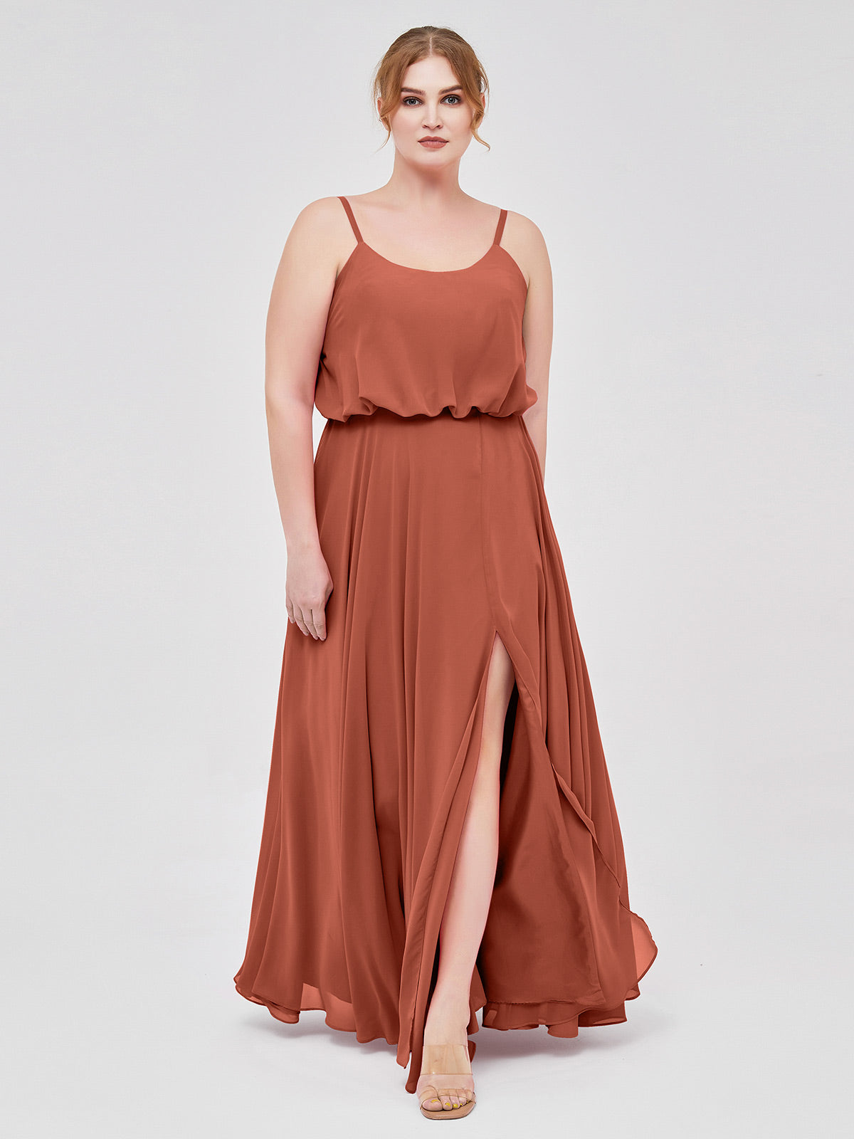 Rust chiffon outlet dress