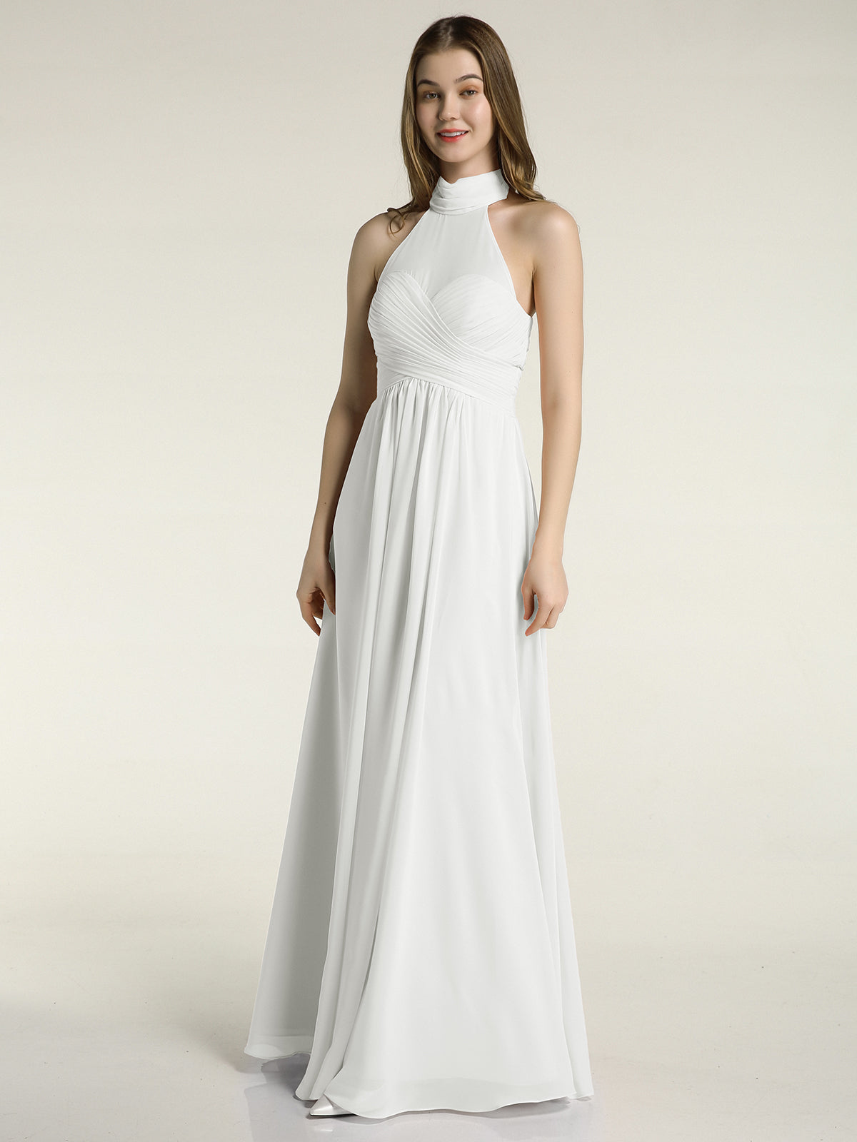 Chiffon Illusion Neck Maxi Gowns Of Bridesmaids Terracotta