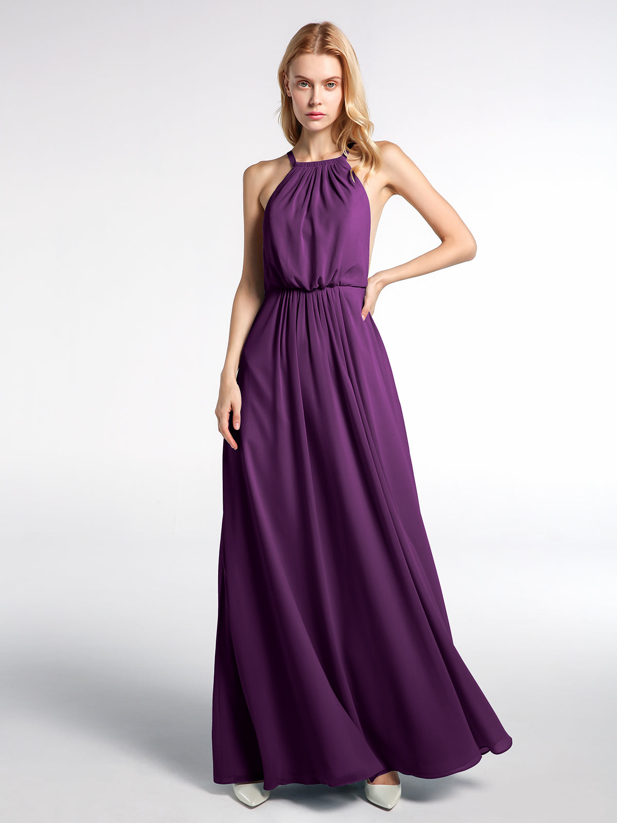 Halter Low Back Chiffon Maxi Sexy Dress Azalea