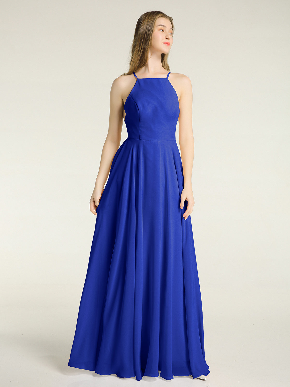 Royal blue outlet chiffon prom dress