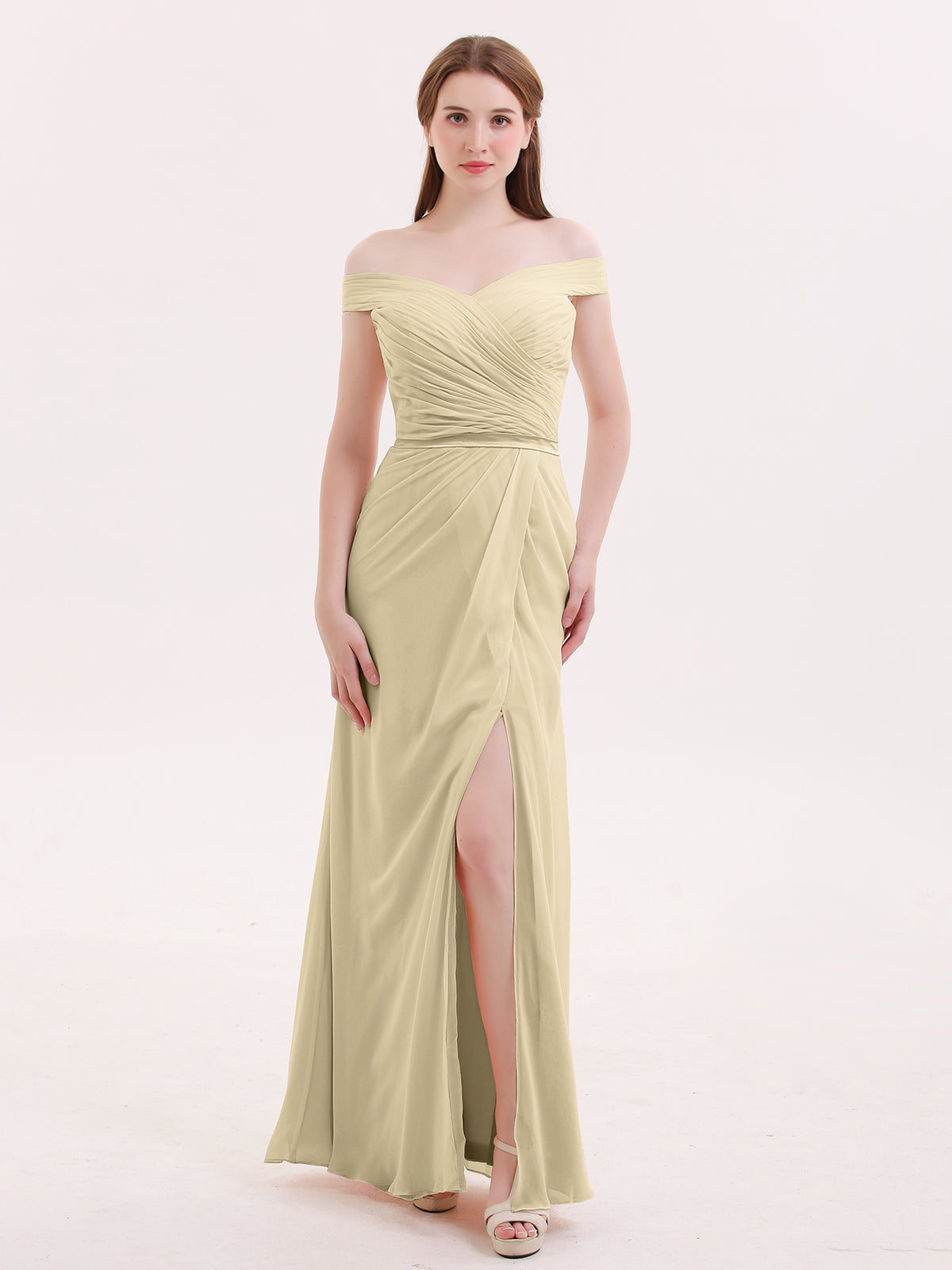 BABARONI Chiffon Champagne Bridesmaid Dresses Trumpet/Mermaid Off-the- shoulder Sleeveless Floor-length BABARONI UK BABARONI Chiffon Champagne Bridesmaid Dresses Trumpet/Mermaid Off-the- shoulder Sleeveless Floor-length BABARONI UK