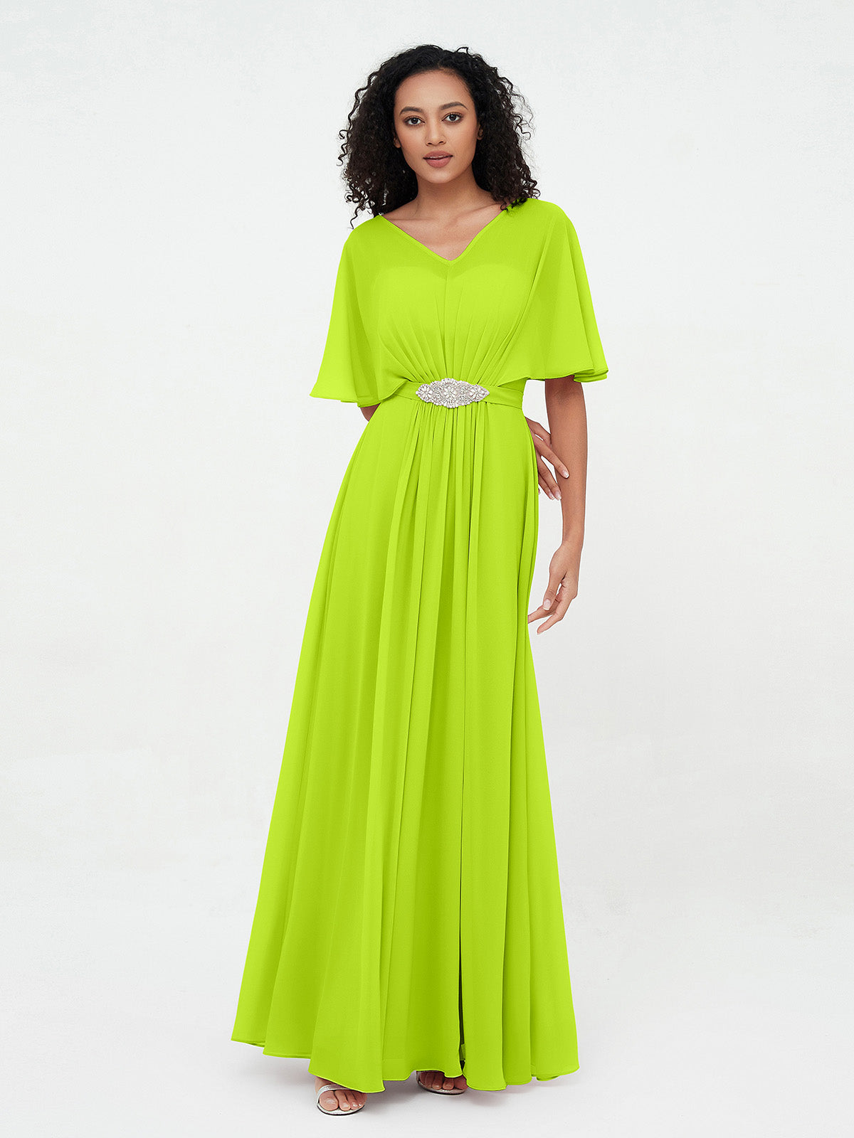 Long green 2024 chiffon dress