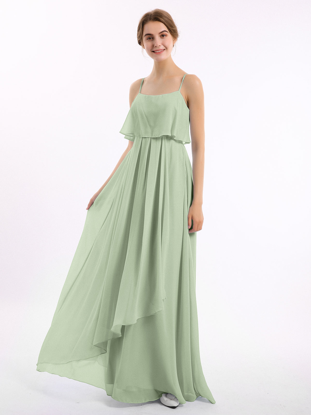 sachin and babi light blue dress Sage Green Chiffon Bridesmaid Dresses Long For Women 2025 A Line V Neck  Maid Of Honor Dresses Ruched on Luulla