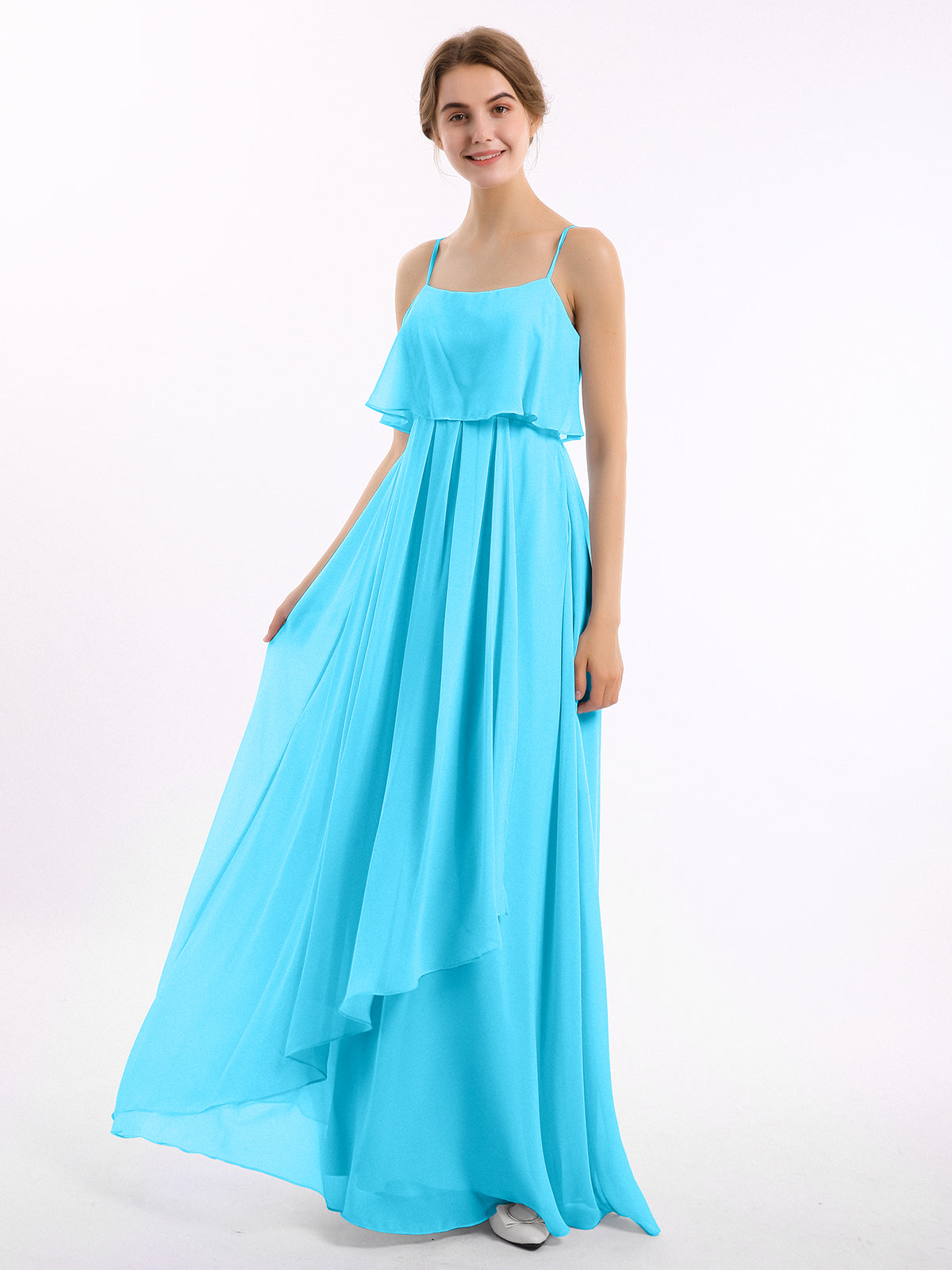 One Shoulder CASCADE SKIRT Chiffon Gowns Tahiti Plus Size main image 1