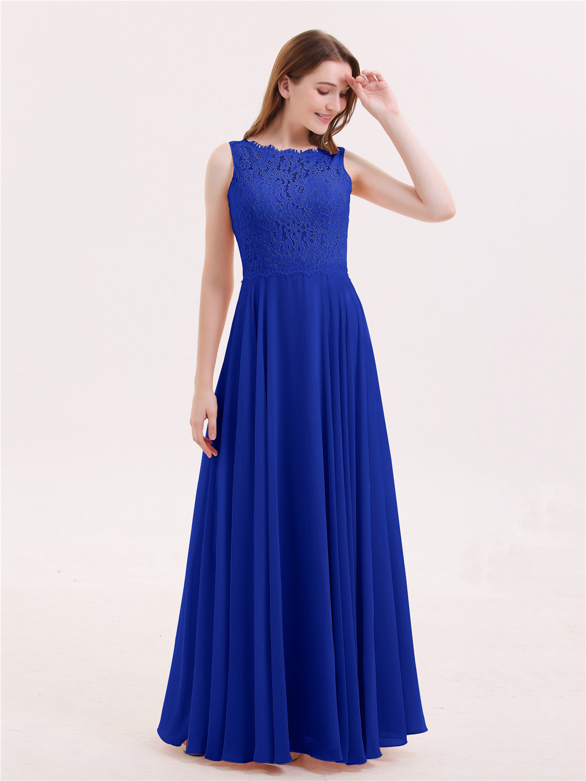 FuLL Length Lace and Chiffon Dresses Royal Blue Plus Size BABARONI BABARONI UK