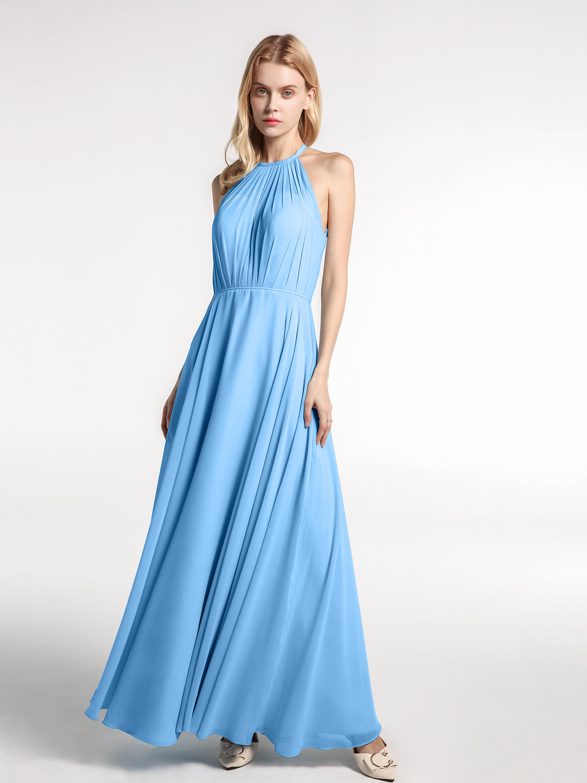 Light blue halter outlet maxi dress