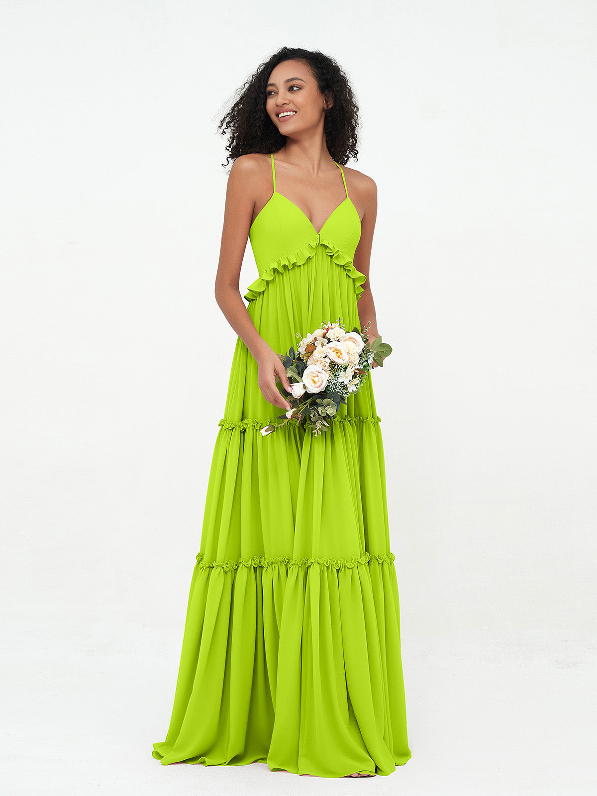 Deep Sweetheart Neck Empire Boho Dresses Lime Green Plus Size