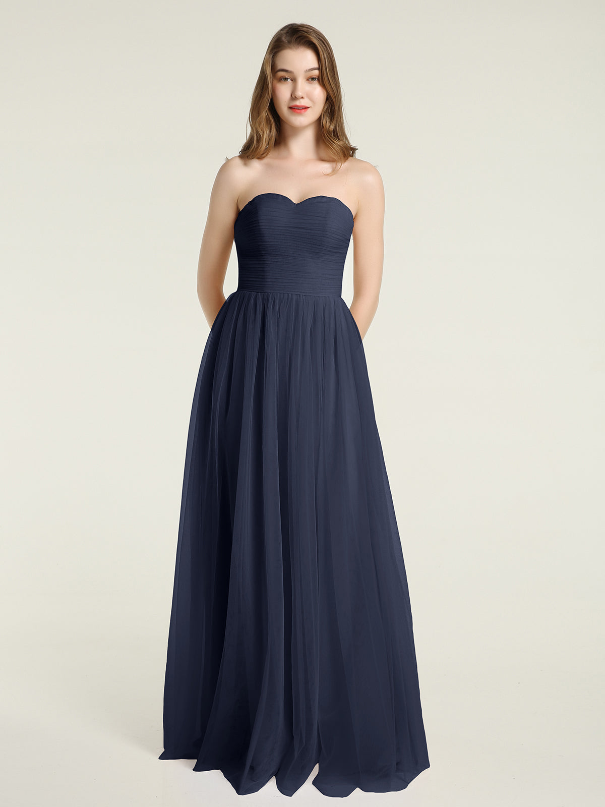 Strapless navy bridesmaid store dress