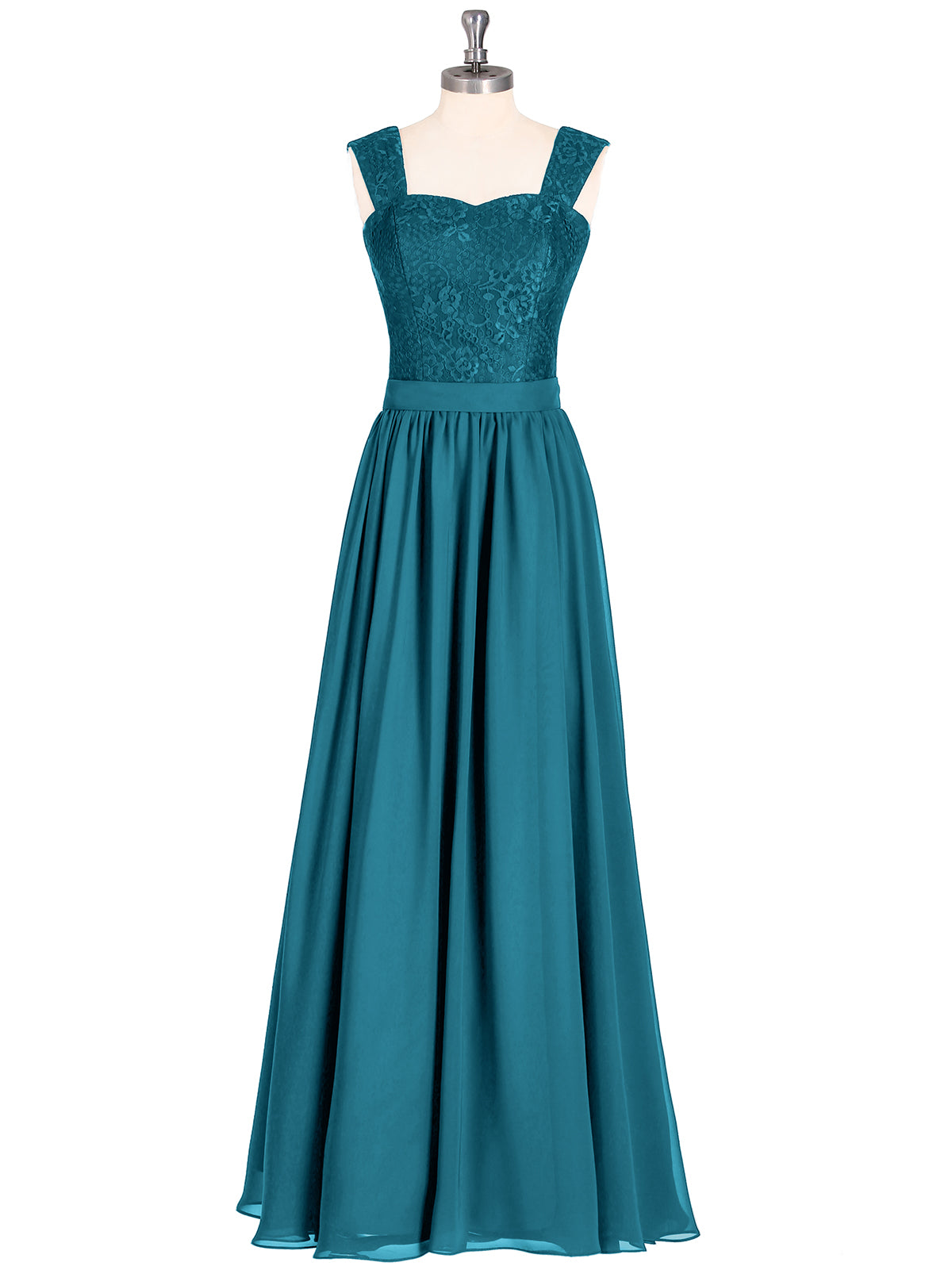 BABARONI Chiffon Ink Blue Bridesmaid Dresses A-line Sweetheart Lace  Floor-length – BABARONI UK