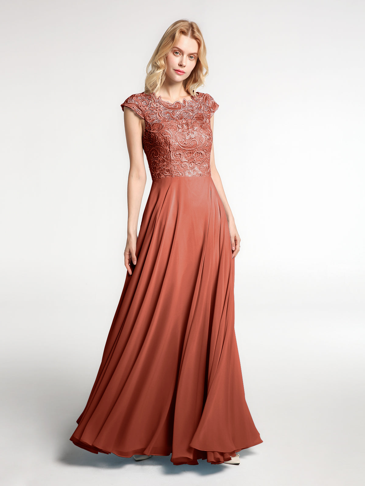 Rust floor outlet length dress