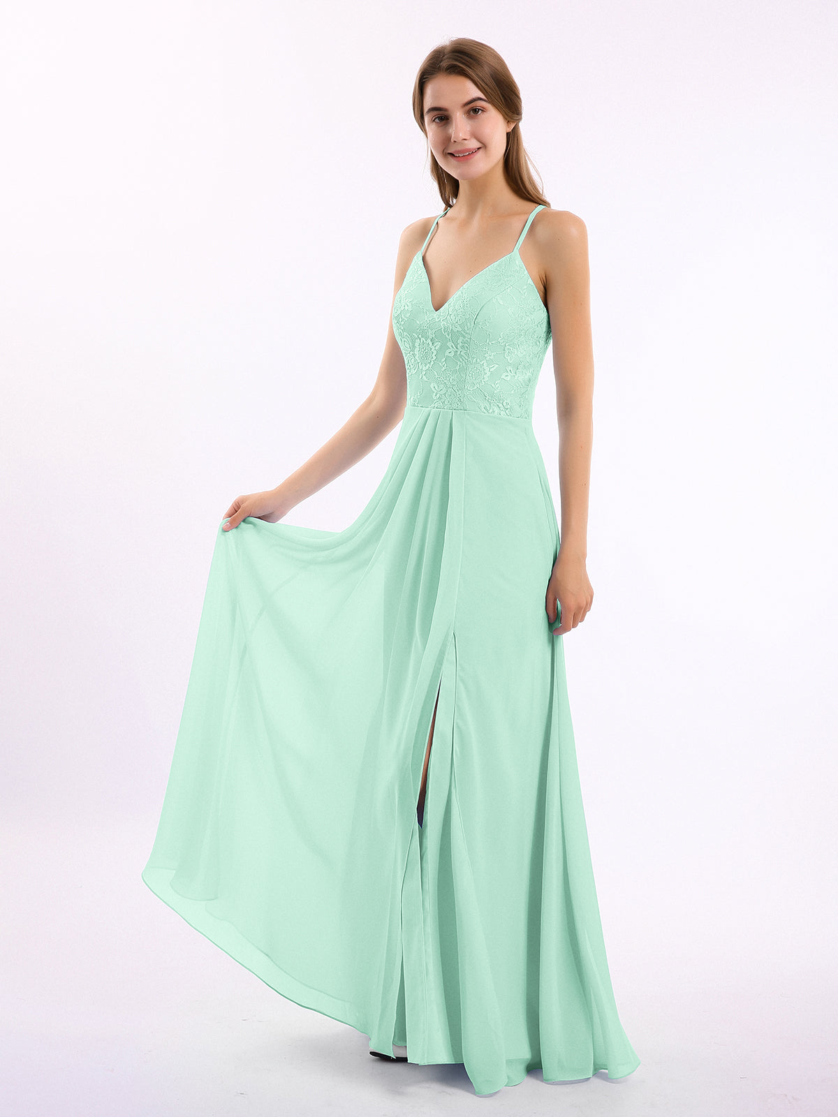 Light mint hotsell bridesmaid dresses