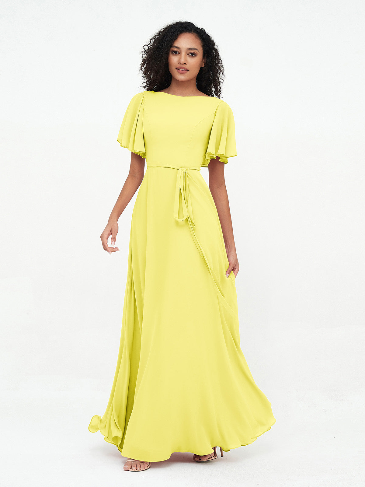 Lemon yellow cheap long dress