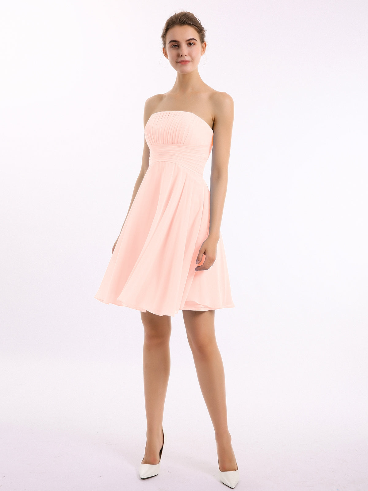 Light pink 2024 short bridesmaid dresses