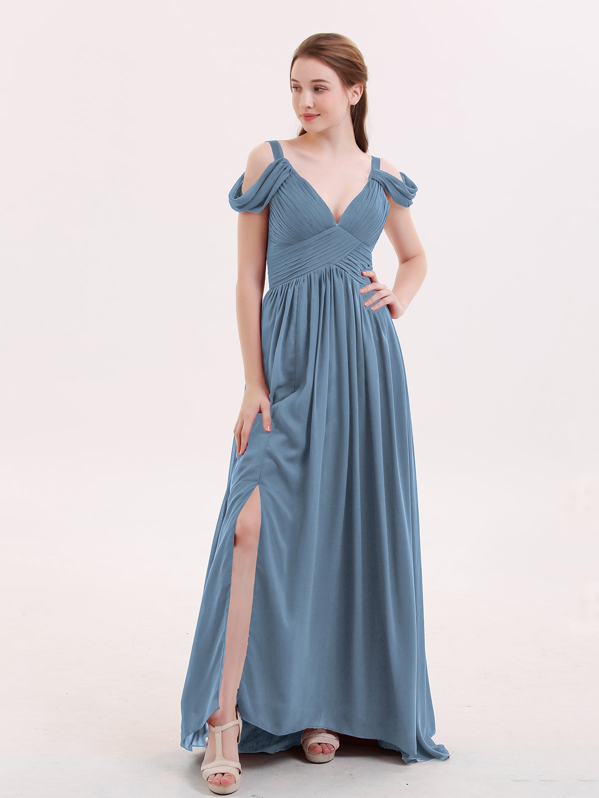 Sweep Train Chiffon Sexy Dress with Slit Lime Green