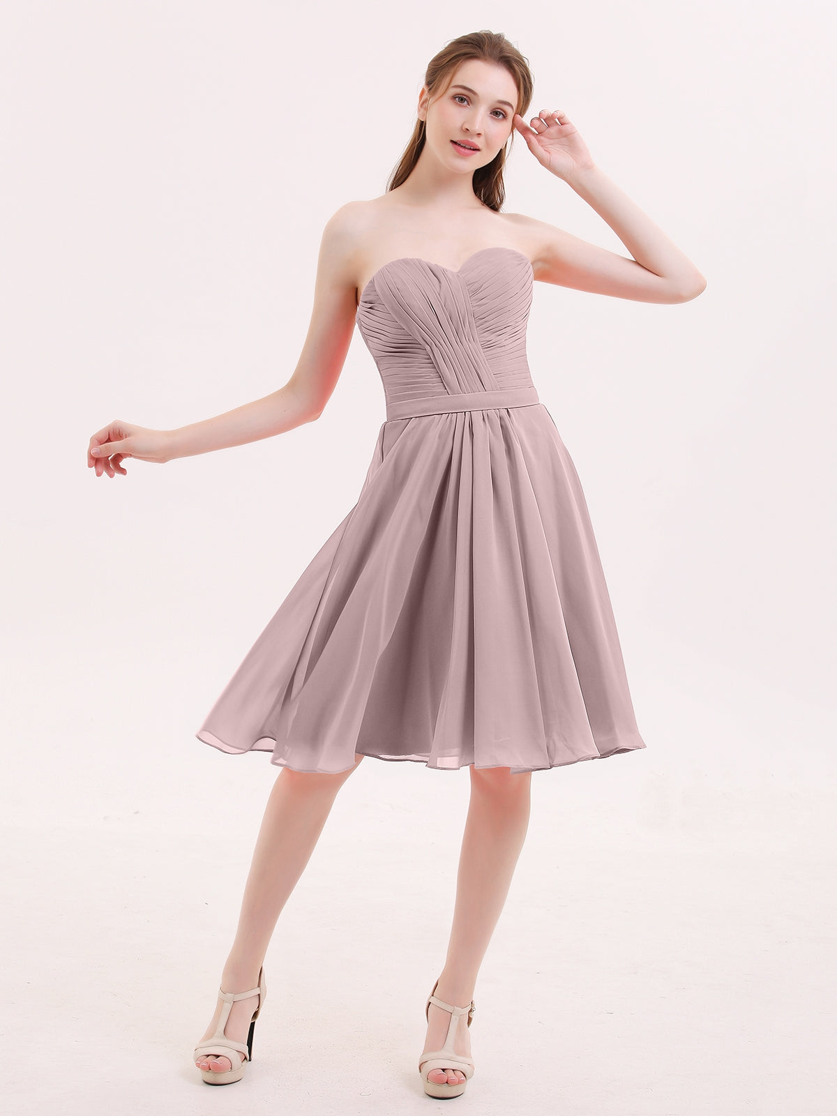 Mauve short hot sale bridesmaid dresses