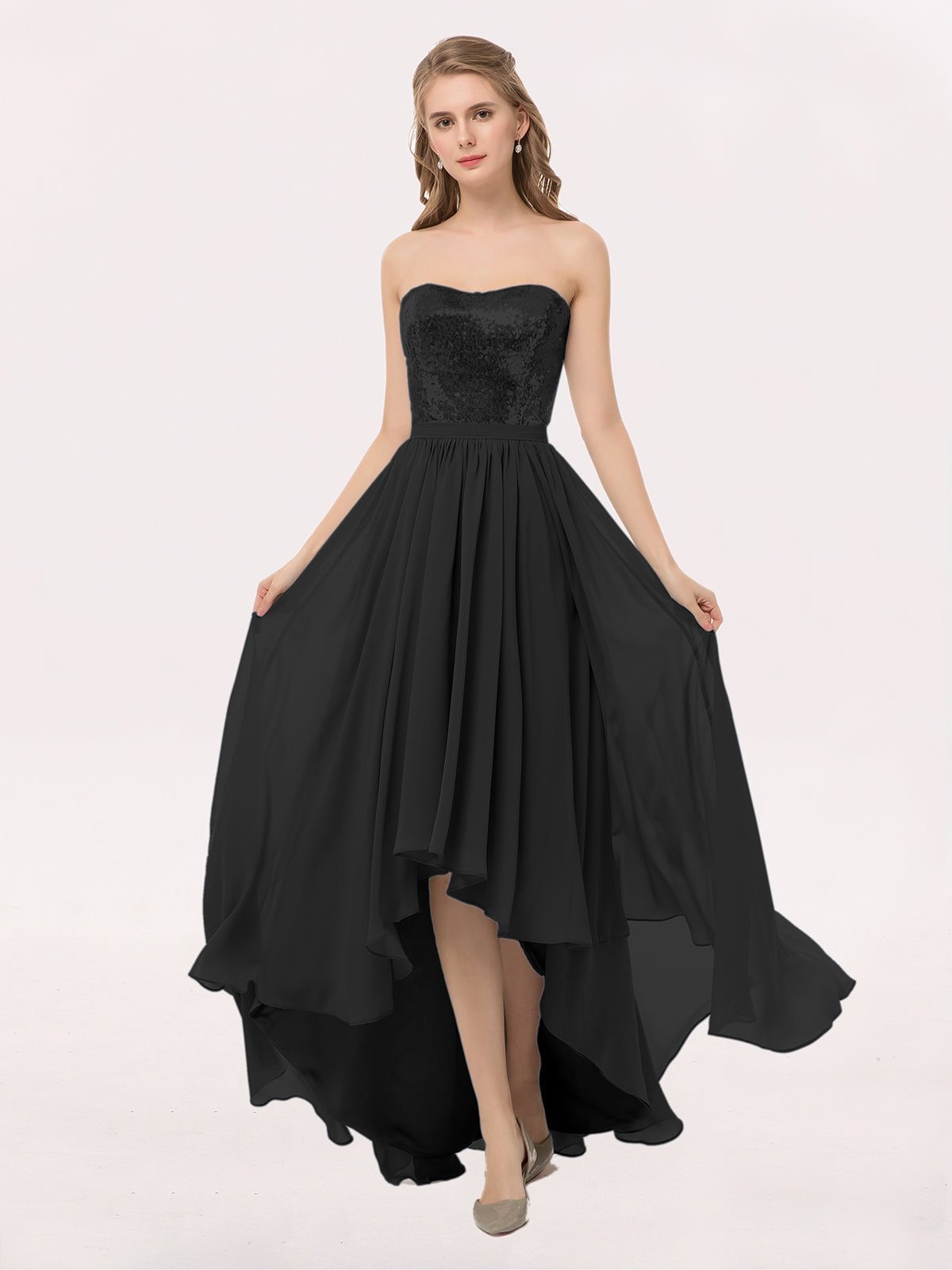 High low black hot sale bridesmaid dresses