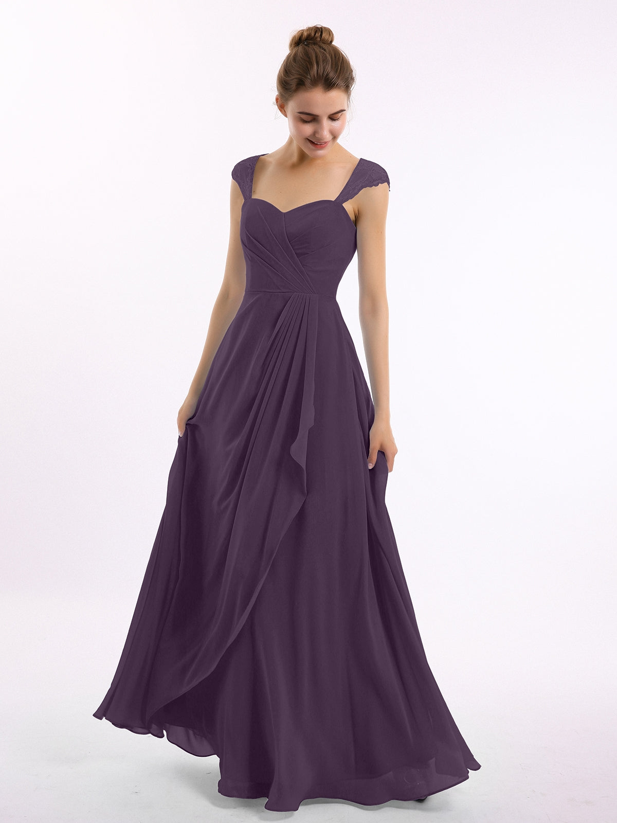 Plum gown hot sale with sleeves