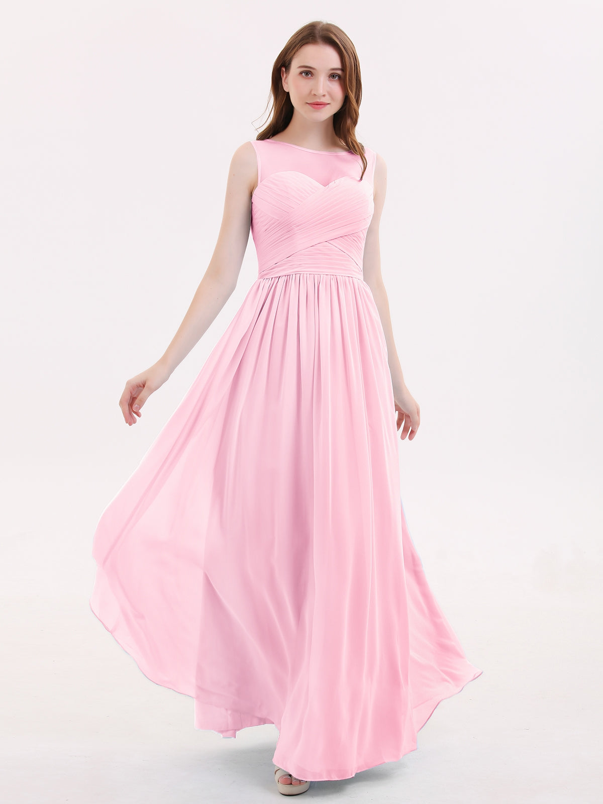 Light pink chiffon top dress