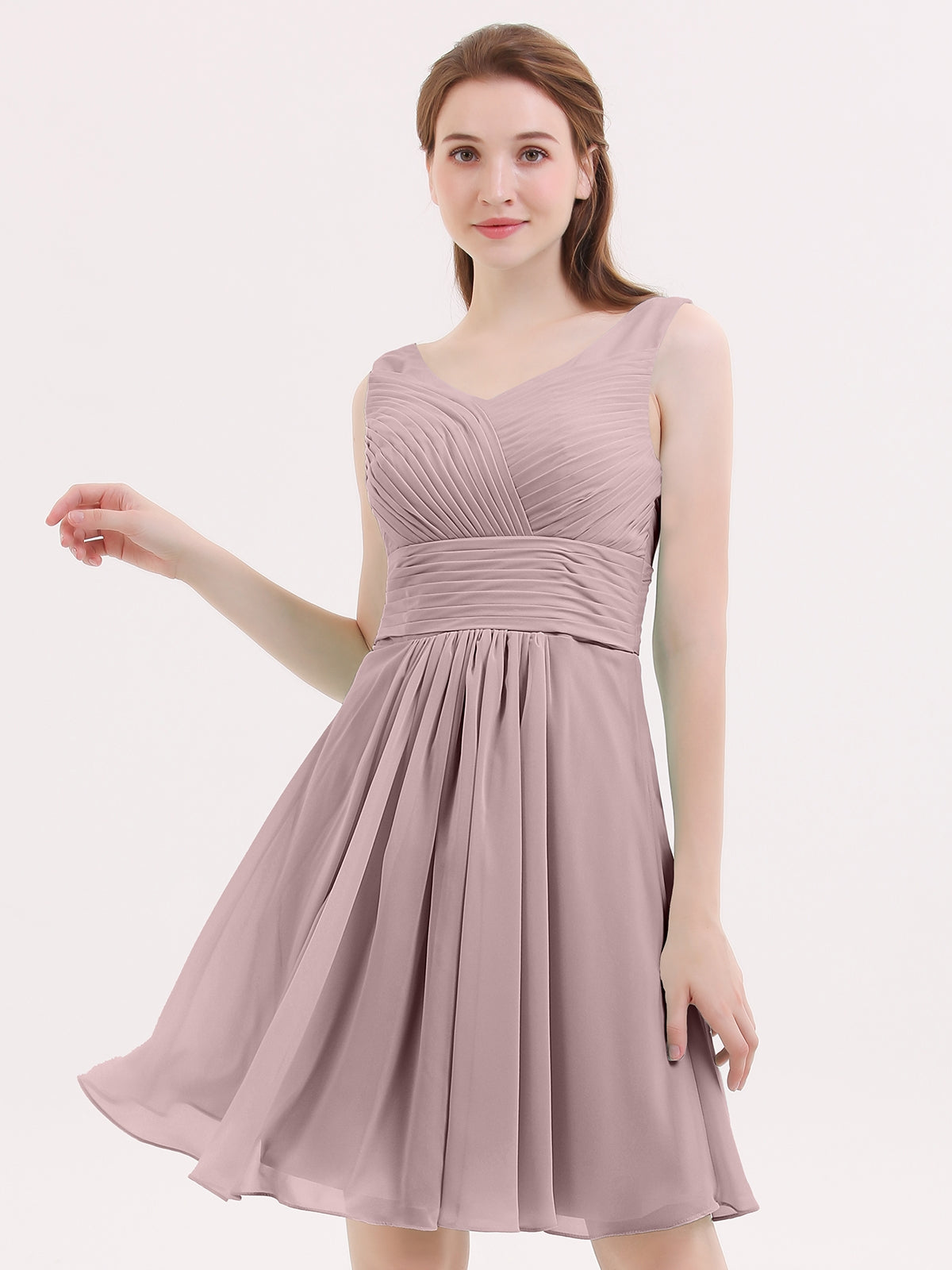 Mauve knee top length dress