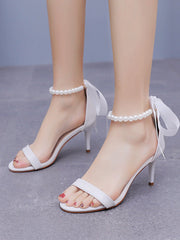 Open Toe Ankle-Strap Ribbons Stiletto Sandals