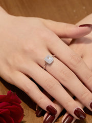 Shiny Rectangle Zircon Engagement Ring in S925