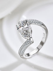 Crushed Ice Pear Cut White Gemstone Engagement Ring in S925