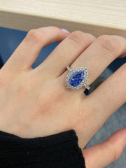 2 Carat Radiant Pear Cut Sapphire Engagement Ring