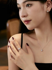 925 Silver Simple Round sparkling Engagement Ring