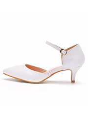 Elegant Kitten Heels Pointed Toe Ankle-Strap Sandals