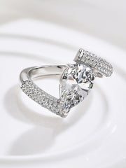 Crushed Ice Pear Cut White Gemstone Engagement Ring in S925