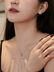 Shiny Rectangle Zircon Engagement Ring in S925