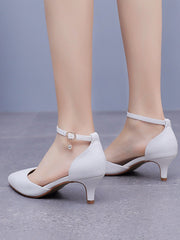 Kitten Heel Matte Pointed Toe PU Wedding Shoes