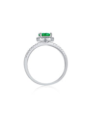 925 Sterling Silver Round Emerald Ring