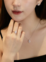Shiny Rectangle Zircon Engagement Ring in S925