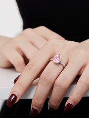 Pear Cut Radiant Zircon Engagement Ring in 925 Sterling Silver