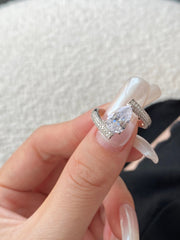 Crushed Ice Pear Cut White Gemstone Engagement Ring in S925