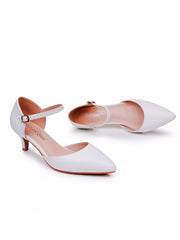 Elegant Kitten Heels Pointed Toe Ankle-Strap Sandals