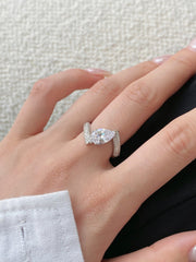Crushed Ice Pear Cut White Gemstone Engagement Ring in S925