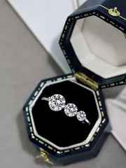 Round-Cut Three Sparkle Zircon Sterling Silver Ring