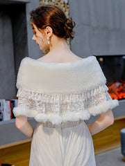Faux Fur Lace Special Occasion Shawl