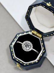 925 Silver Simple Round sparkling Engagement Ring